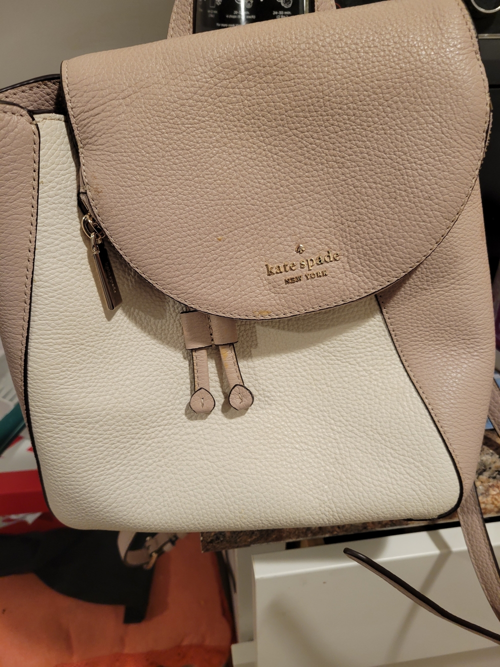 Kate Spade Two-Tone Pink and White Leather Backpack